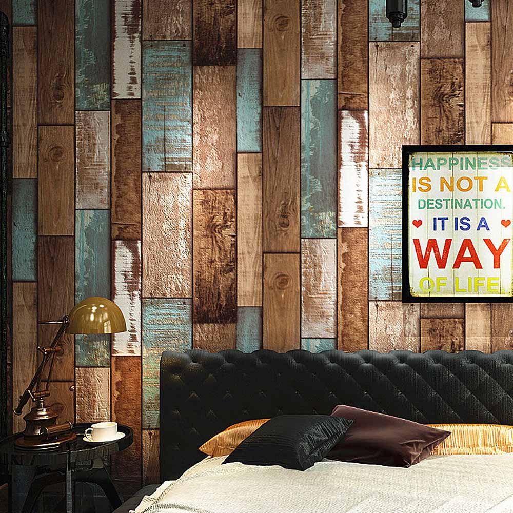 53CM×10M Wallpapers Retro Old Personality Wood Plank Wallpaper Bar Restaurant Clothing Store Cafe Background Wallpaper
