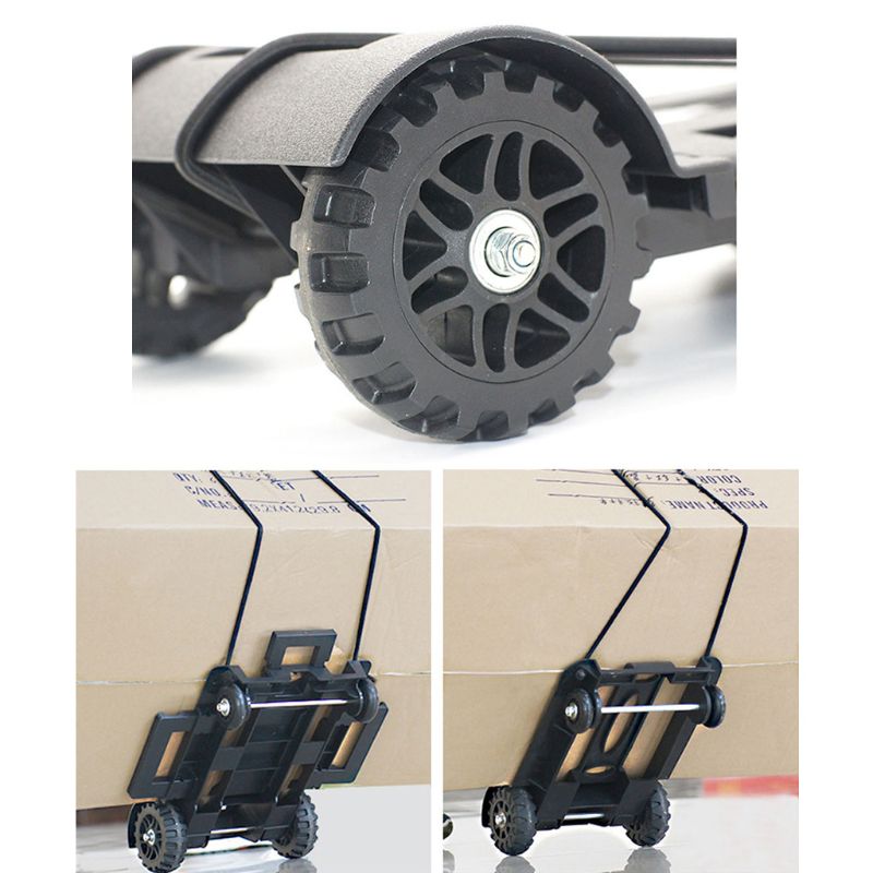 Carrito de equipaje plegable de aluminio ligero, carrito de mano plegable portátil, para viaje, mudanzas y uso en la oficina, color negro
