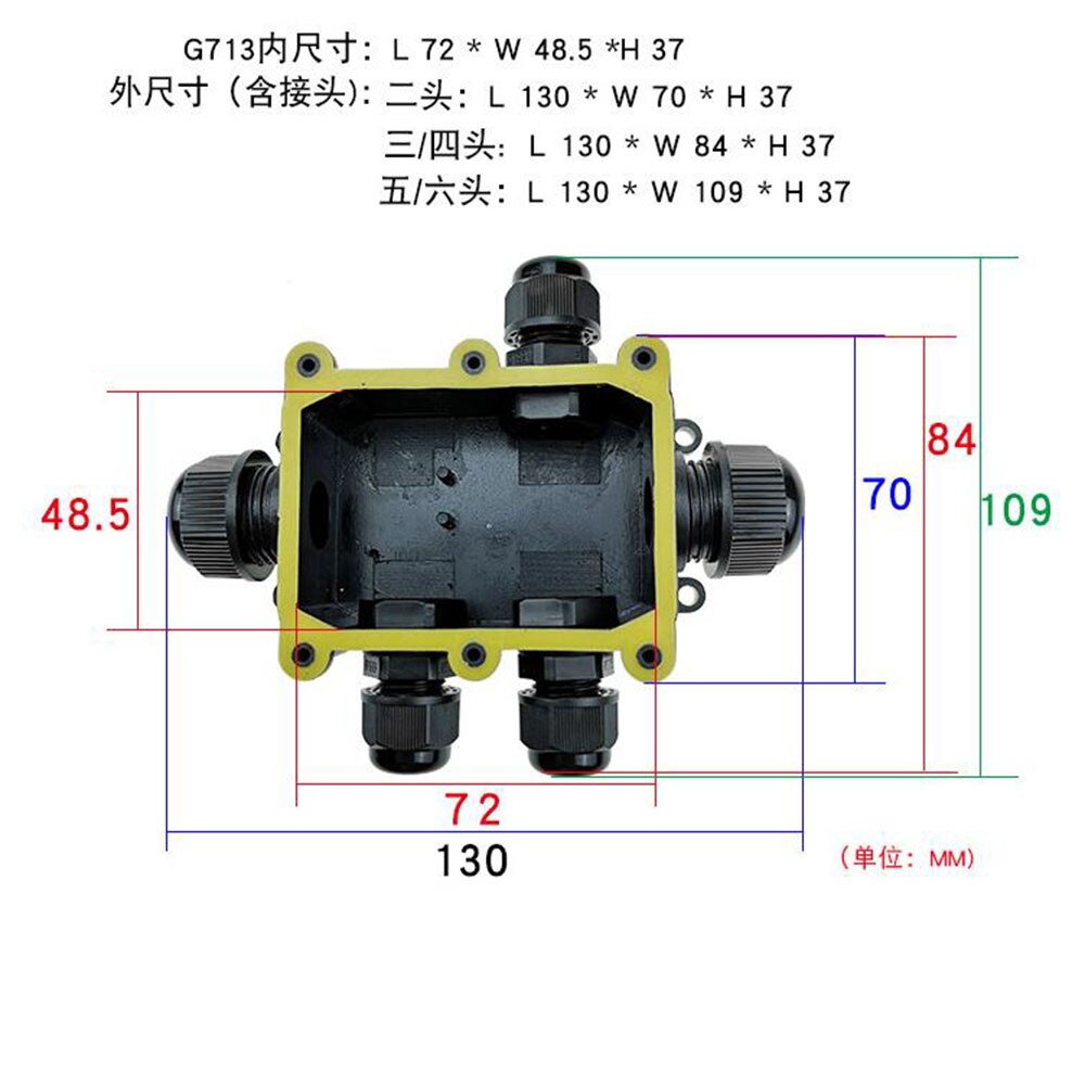 Junction Box IP68 Waterproof UV Sunproof Outdoor Multiple ways Plastic Electrical Junction Box Case Cable Wire Connector Protect