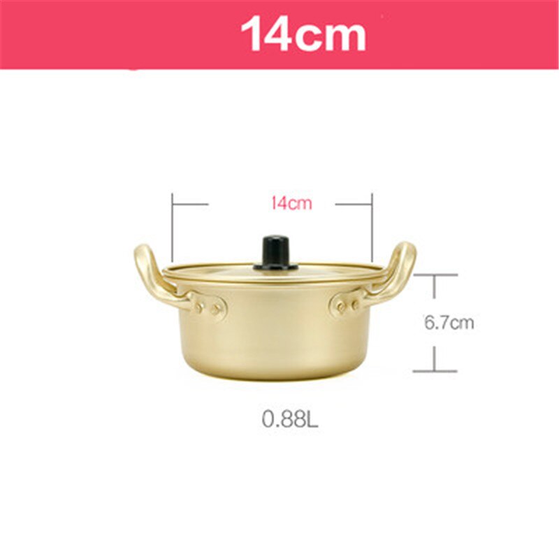 Korean Style Ramen Noodles gold Pot Aluminum Soup Pot Oxidized Coating Noodles Mike Egg Soup Cooking golden Kitchen Cookware: 14cm