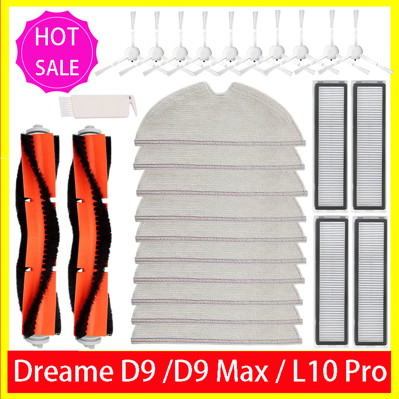 Ajuste para Dreame D9 / D9 Max / L10 Pro / Trouver LDS Finder piezas de vacío rodillo Cepillo Lateral filtro Hepa paño de mopa tanque de agua