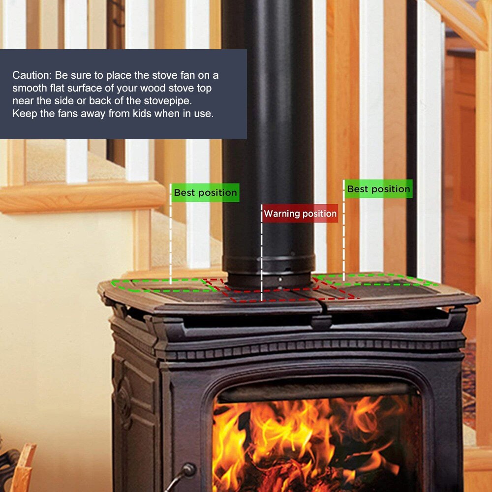 Thermal Power Fireplace Fan Heat Powered Wood Stove Fan For Wood/Log Burner /Fireplace Eco Friendly 4-leaf Fans
