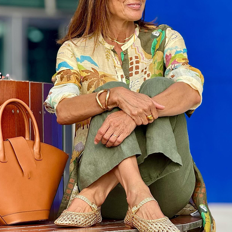 Mønstret print cardigan toppe sommer afslappet langærmet bluse streetwear forår kvinder o-hals løs lang skjorte