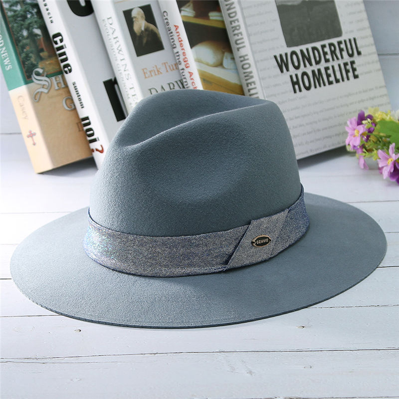 kvinder uldfilt hatte vintage fedoras panama hat damer trendy ensfarvet stor randen blød hat jazz – Grandado