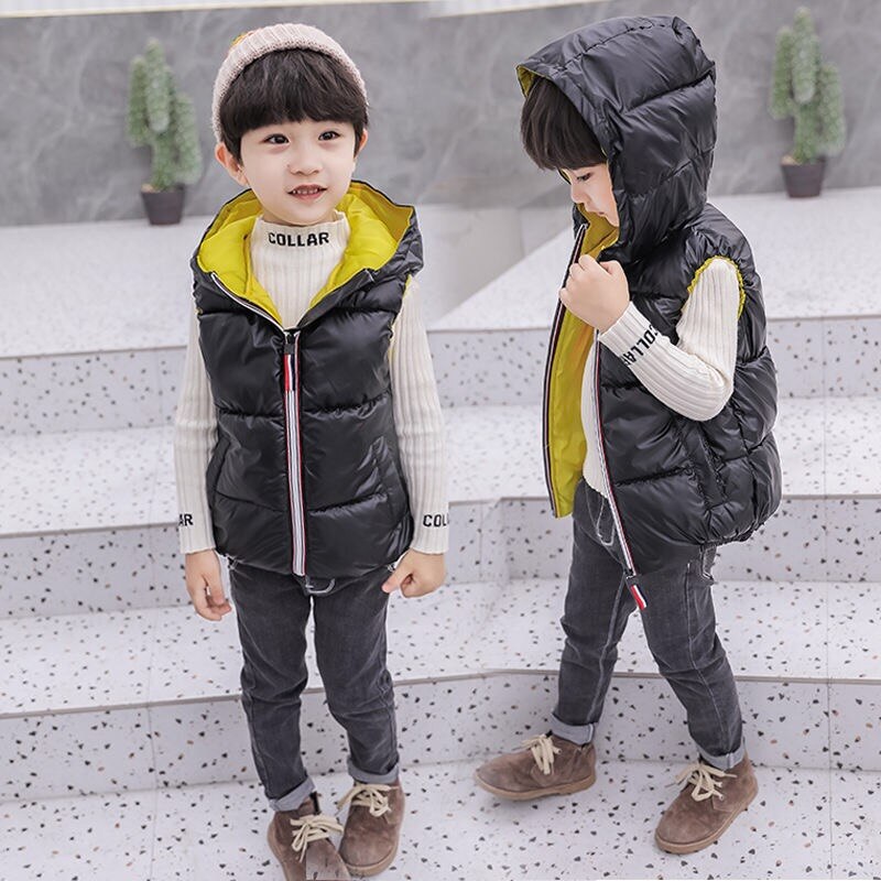 Mädchen Weste Art Weste freundlicher mit kapuze Oberbekleidung Winter Mäntel freundlicher Kleidung Warme Baumwolle Baby Jungen Für ändern 3-10 jahre alt