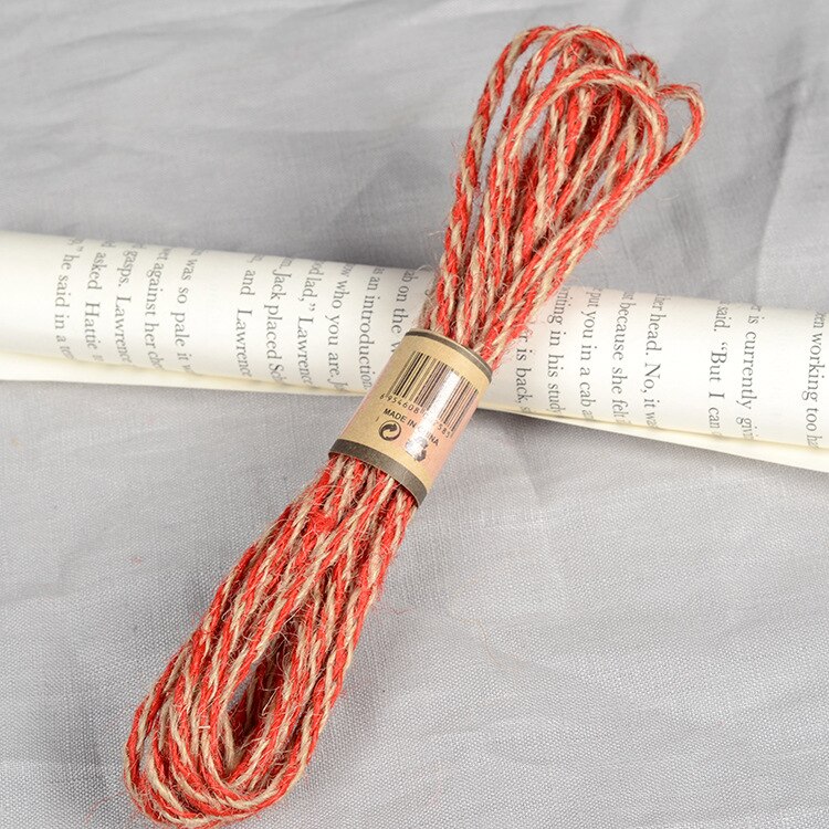 10 Meters Natural Burlap Jute Double Color Twine Cord Hemp Rope Party Wedding Wrapping Cords Thread DIY Home Craft Decor: Red