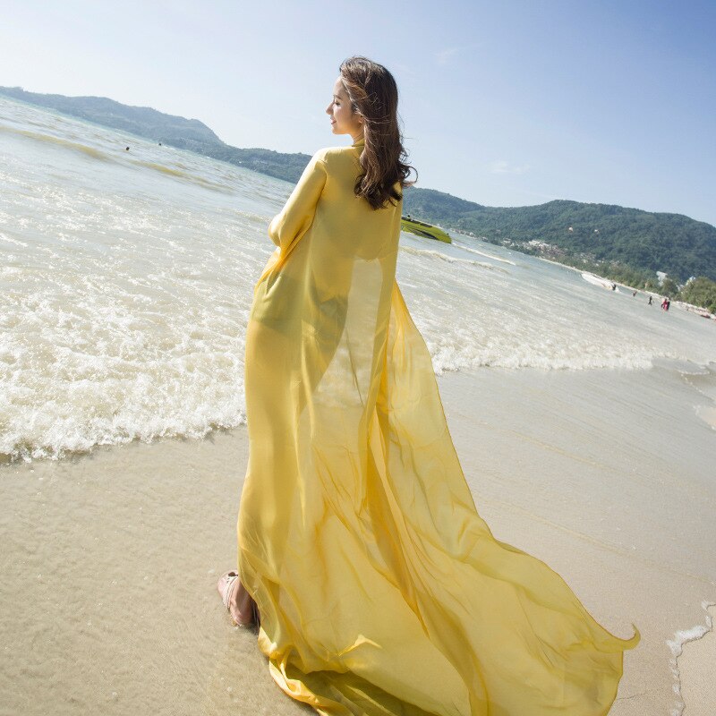 Las mujeres mantón abrigos de colores de caramelo simple Maxi abrigo chal suave mezcla mucho protector solar de verano sol playa 9 colores: Amarillo