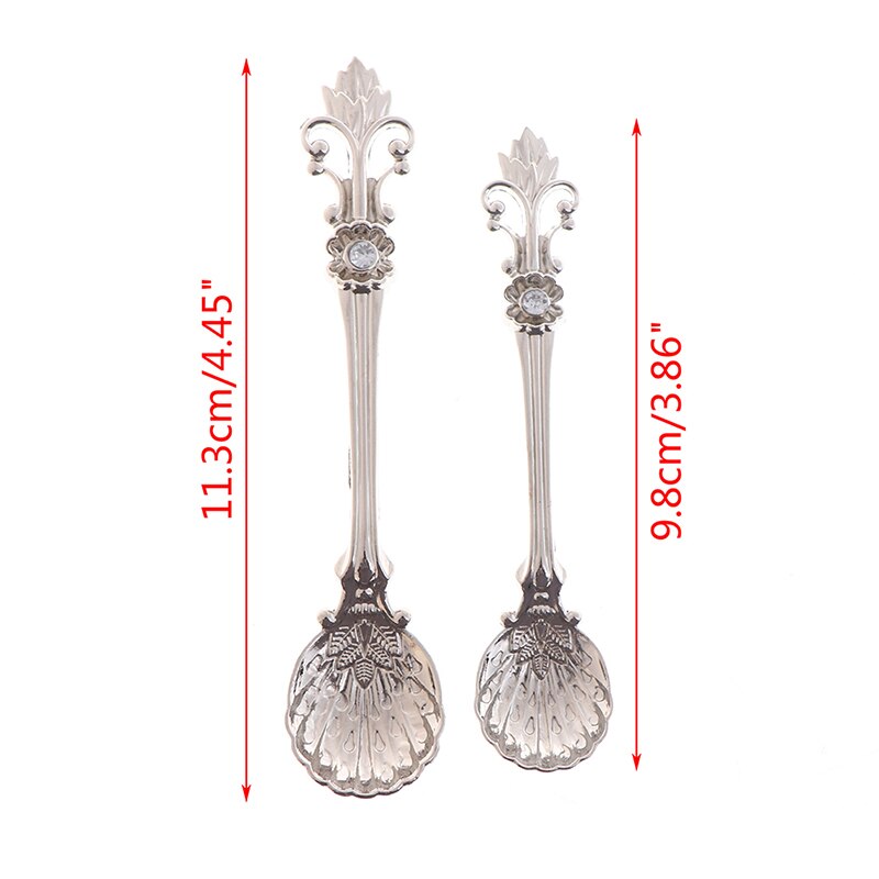 1 pz creativo Vintage ▾ in lega di zinco fiore foglia intaglio cucchiaio da cucina stoviglie posate per tè caffè cucchiai da dolce