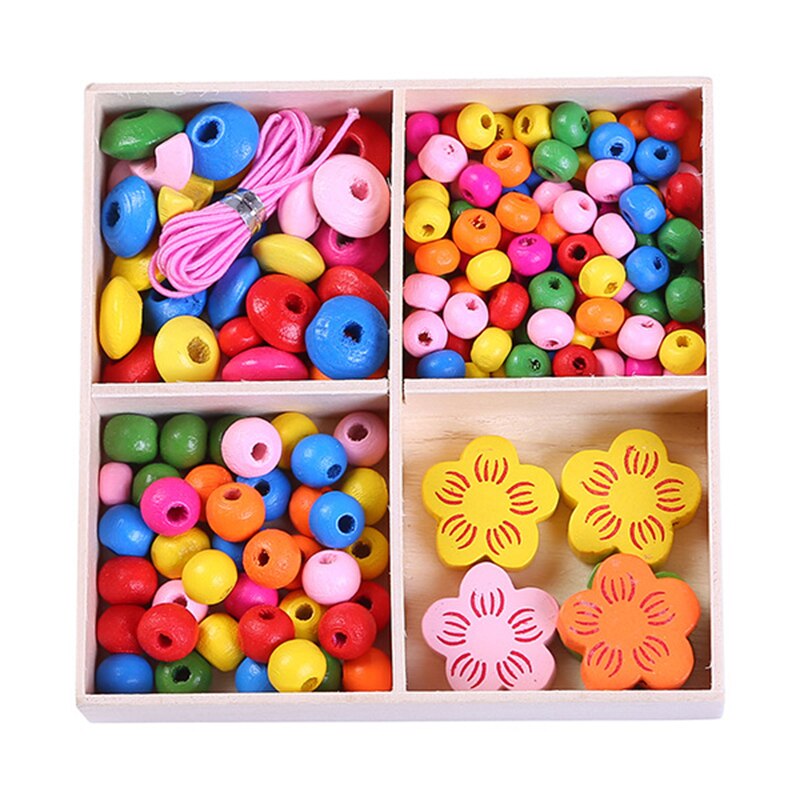 Meisje Diy Sieraden Kit Kleurrijke Houten Kralen Zelf-assemblage Ketting Ketting Armband Accessoires Cadeau Voor Kinderen UD88: Small flower