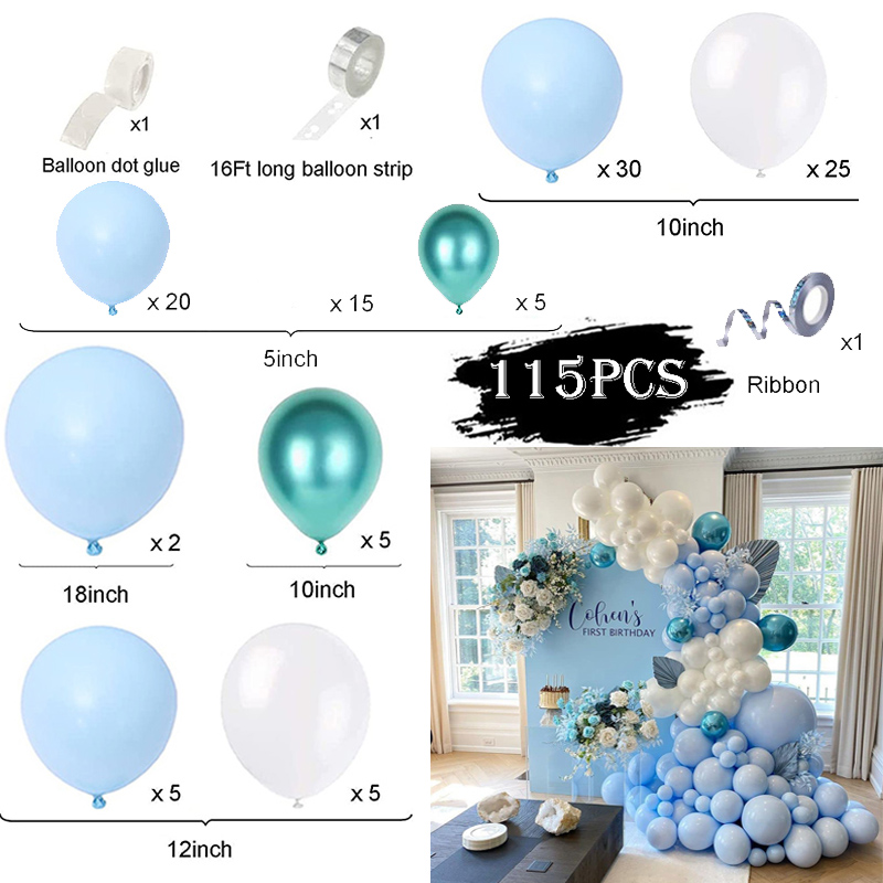 Navy Blue Gold Balloons Garland Kit Gold Confetti Kids Boys Adult Balloon Arch Birthday Baby Shower Wedding Party Decorations: 115pcs green blue