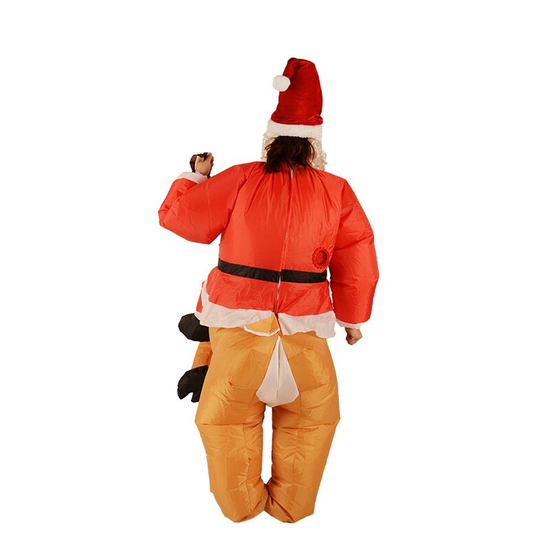 Santa Claus Riding Fawn Inflatable Costumes Ride-On Animal Fancy Toys Christmas Halloween Party Piggyback Cosplay Clothes Unisex