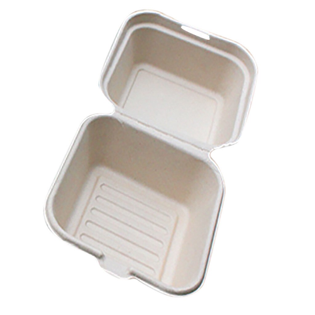 10 Stuks Wegwerp Bento Box Milieuvriendelijke Lunchbox Voedsel Container Natuurlijke Suikerriet Pulp Servies Lunchbox Voor Kantoor Cake: Bruin