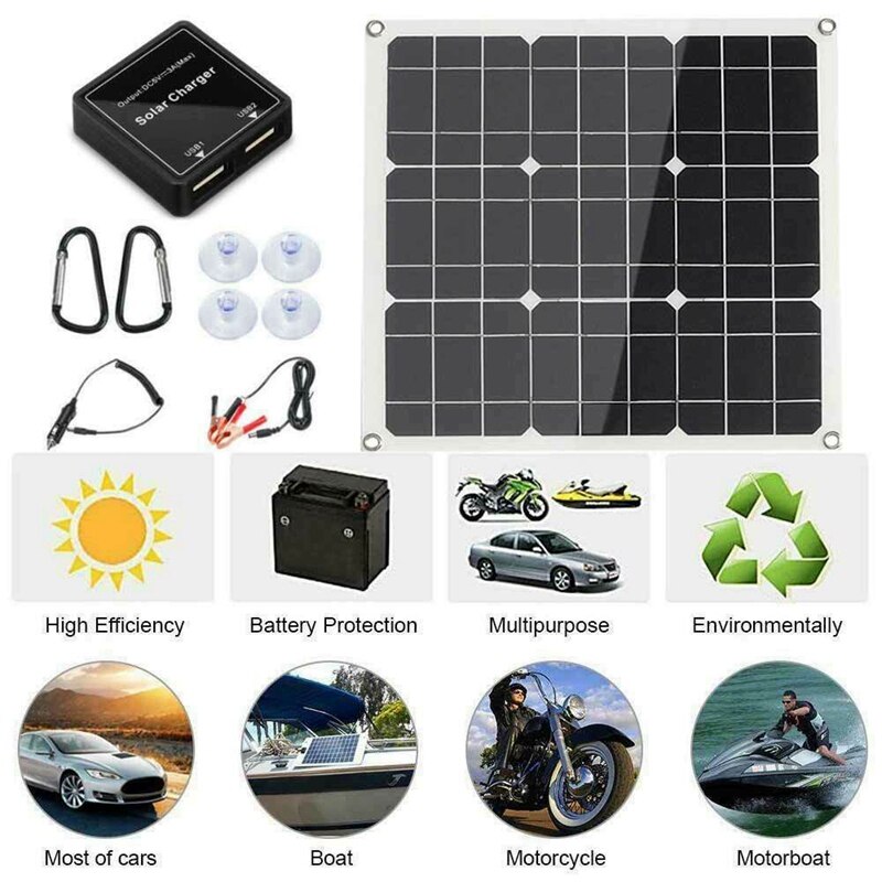 200 Watt 200W Solar Panel Kit with LCD Solar Controller 12V RV Boat Off Grid