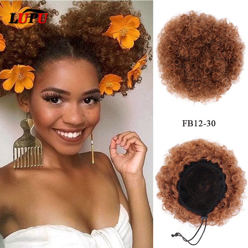 LUPU-Chignon de coiffure synthétique court | Queue-de-cheval Afro crépue bouclée et crépue avec cordon, résistant à la chaleur, en Fiber, pour femmes noires: 30