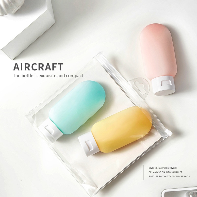 3PCS Lege Extrusie Flessen Container Hervulbare Plastic Siliconen Transparante Mini 60ml Hervulbare Flessen Zalfpotje Shampoo