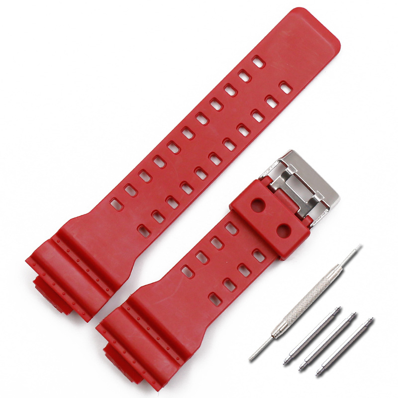 Watch Accessories Rubber Strap Men's Pin Buckle Resin Watch Strap Suitable for Casio G-shock GD120 GA100 GA110 GA400 watch band: Red
