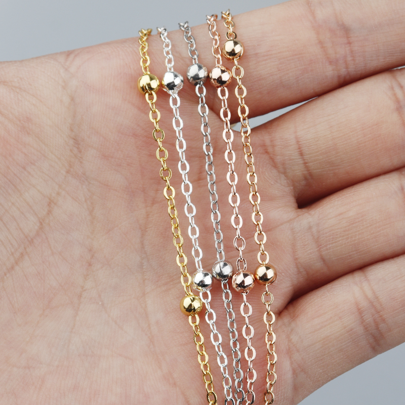 10 metros/rollo de cadena cruzada con cuentas de Metal, cuentas de 4mm, cadenas planas O para hacer joyería DIY, collares, pulseras, tobilleras, accesorios