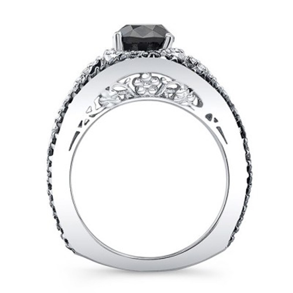 Huitan Jahrgang Anmutigen Ringe für Frauen Blume aufbringen Schwarz/Weiß Stein Hochzeit Braut Party Ringe Schmuck Tropfen Ring