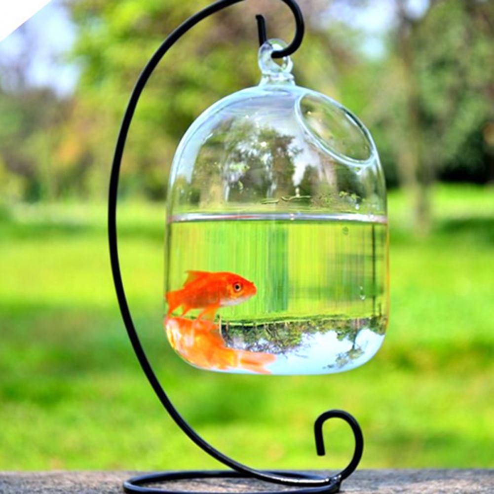 Hængende glas akvarie fiskeskål akvarium vase fishbowl gennemsigtigt hængende glas indretning akvarium til stuen