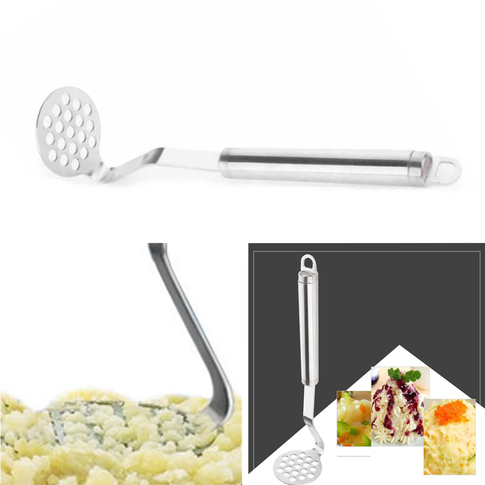 Practical Stainless Steel Tube Handle Potato Masher Mashed Vegetable Device Pressure Mud Tool Kitchen Accessories