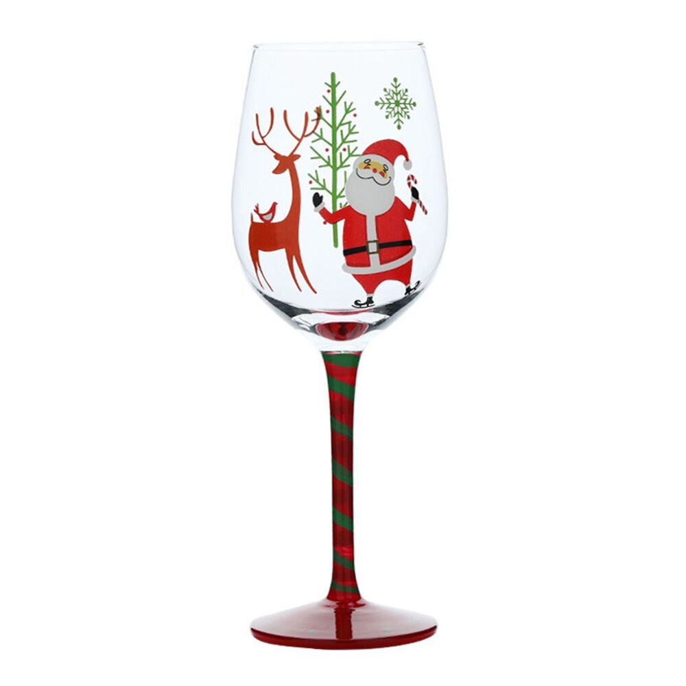 Christmas Celebrate Party Wine Glasses Painted Santa Claus Champagne Coupes Cocktail Flutes Goblet Cute Glass CupsNew Year
