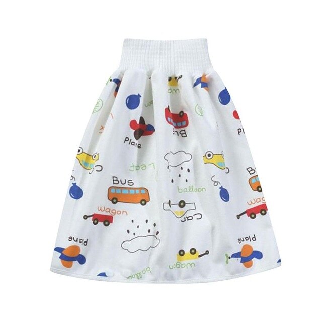 2 in 1 Comfy Children's Adult Diaper Skirt Shorts Baby Waterproof Diaper Skirt Pants Training Pants Kids Cover Underwear: Car / L