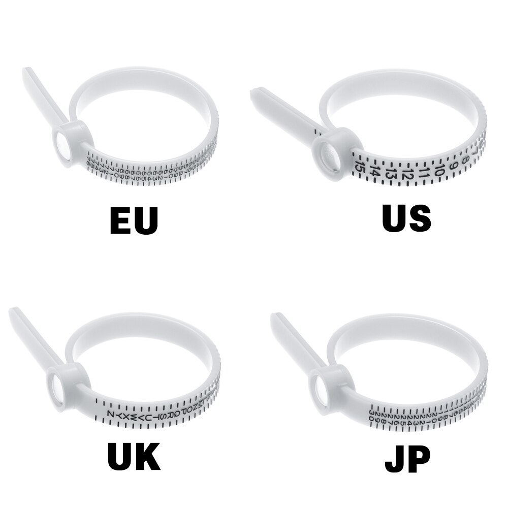 1PC UK/US/EU/JP Ring Ruler Measurer Finger Ring Gauge Tester With Magnifier Jewellery Making Ring Band Men and Womens