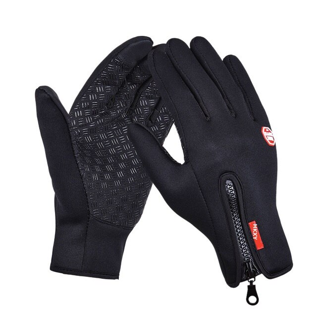 Unisex Touchscreen Handschoenen Winter Thermische Warm Fietsen Fiets Ski Outdoor Camping Motorhandschoenen Sport Volledige Vinger Deel: Zwart / M