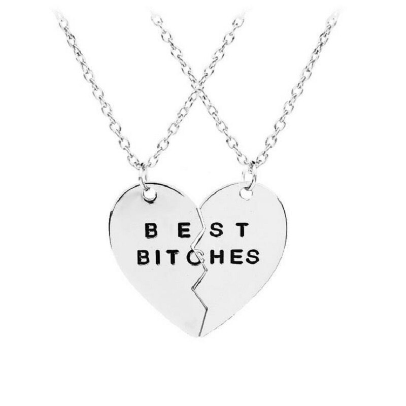 Trendy 3 stks/set Beste Bitches Hanger Gebroken Hart stikken Ketting Voor Beste Vrienden en goede vriendinnen Sets van kettingen