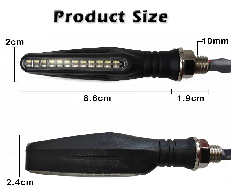 Leda blinkers ljus för motorcykel 24*335 smd flödande vattenblinkare bromsande bakljus drl körblink  ip68 böjbar