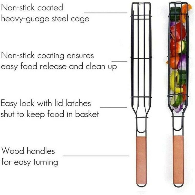 Utomhus grillkorg bbq redskap bärbar bbq grillkorg belagd stål nonstick grill grill mesh grillverktyg