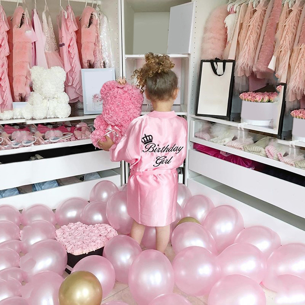 Toddler Baby Satin Kimono Robes Girls Kid Solid Silk Bathrobe Birthday Sleepwear Many Colors Clothes Girls Roupao Infantil