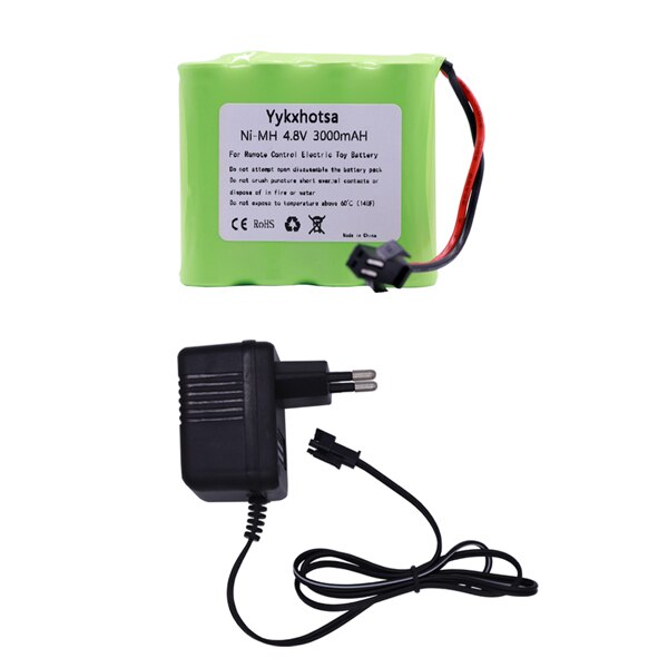 4.8V 3000mah NiMH Batterij SM Plug en Lader Voor Rc speelgoed Auto 'S Tanks Robots Boten Guns Ni-Mh AA 4.8 v Batterij speelgoed accessoire: 1B EU