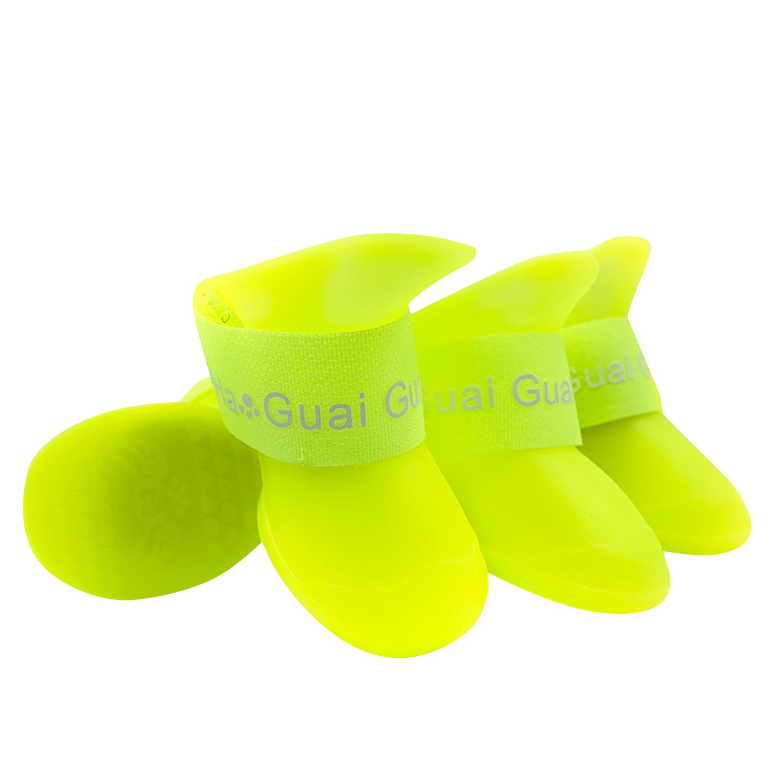 Botas de goma antideslizantes impermeables para mascotas, zapatos de suela blanda para exteriores, botines para perros, accesorios para mascotas, 4 Uds.: L / YELLOW