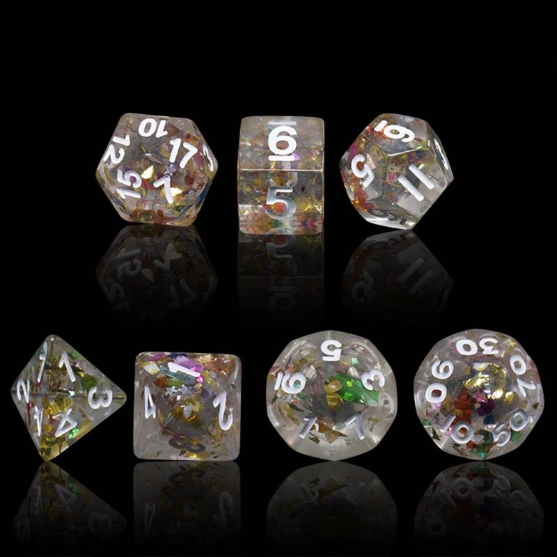 7pcs Transparent Multicolored Polyhedral Dice Set TRPG DND Table Game Dice Children Adults Board Games Accessories Parts