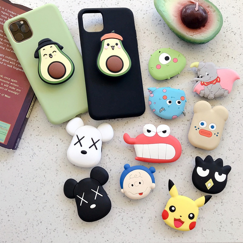 Cute Cartoon Airbag Mobile Phone Holder Silicone Stretch Folding Lazy Mobile Phone Holder Finger Ring Holder