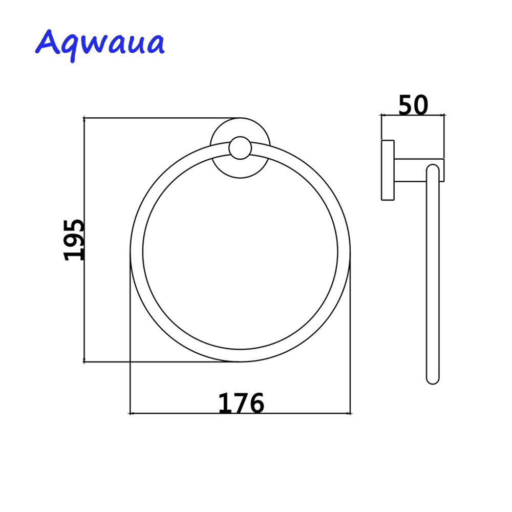 Aqwaua baderomshåndklering håndkleholder rund håndklestativ baderomstilbehør hel messing kropp krom håndkle hånddusj