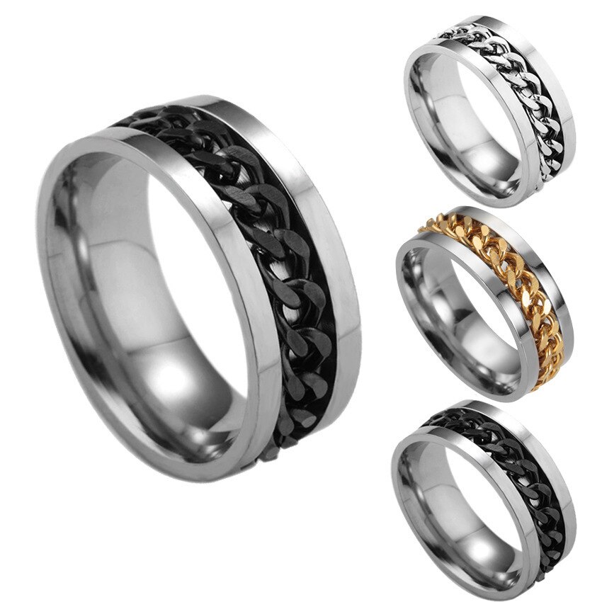 8mm drehbare kettenringe aus titanstahl für damen und herren – fingerringe zur angstlinderung mit integriertem flaschenöffner Ich bin punkrock-stil