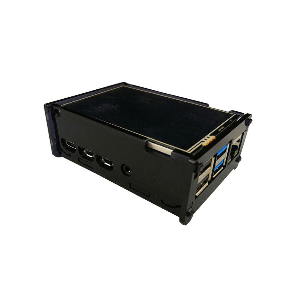 Pour framboise Pi 4 3.5 pouces écran tactile LCD écran avec acrylique 9 couches boîtier boîtier coque protection couvercle Rasberry 4B: LCD with Black case