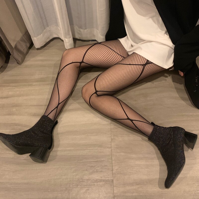 Collant gothique japonais en dentelle, bas en résille, noir, rétro, Rose, fleur, vigne, pantalon, amour, bas G, pour femmes: As Image14