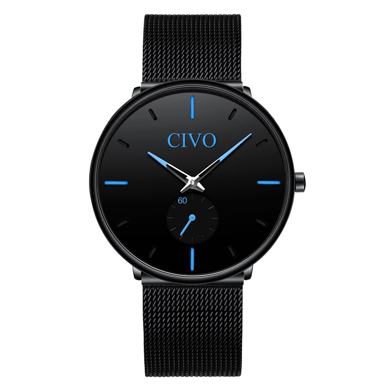 Reloj CIVO de para hombre, correa de malla fina resistente al agua, relojes de pulsera minimalistas para hombre, reloj deportivo de cuarzo, reloj Masculino: 2838