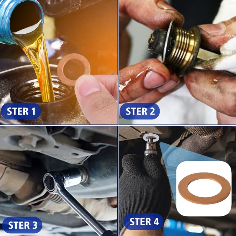 Juntas de sellado del tapón de drenaje de aceite del motor OE # 94109-14000 Tornillo de cárter de aceite de coche Arandela de aluminio/cobre Accesorios reemplazables para Honda