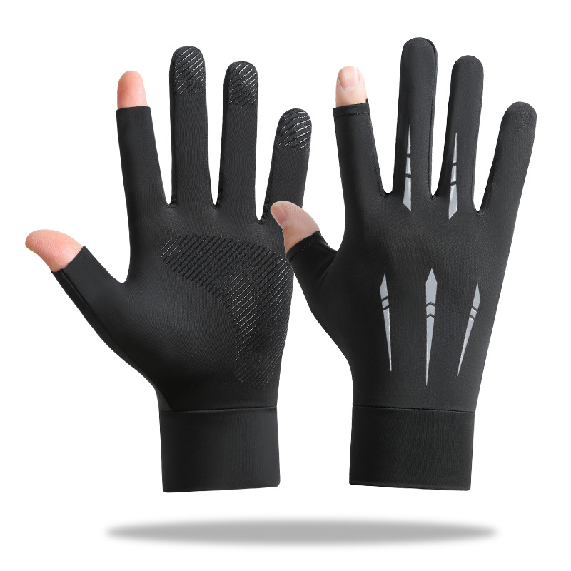 1 par solskyddshandskar för män, sommar, issilke, cykling, körning, pekskärmshandskar, anti-uv, andningsbara, fingerlösa fiskehandskar: Vit