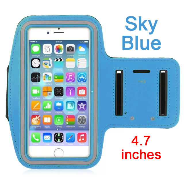 KLL Wasserdichte Brassard Lauf Gym Sport armband Fall Handy Arm Band Tasche Halter für iPhone Smartphone auf Hand: sky blue 4.7 inch