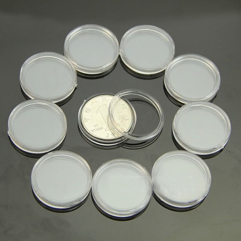 10 Pcs 30mm Coin Holder Mini Case Acrylic Clear Round Plastic Cases Coin Collection Box Coin Storage Capsules Holder Cases