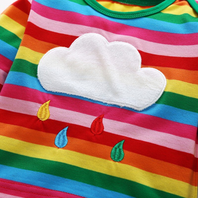 Baby Meisje Kleding Herfst Regenboog Gestreepte T-shirt Kids Kinderen Lange Mouw Mode Zachte Katoenen Tops Blouse
