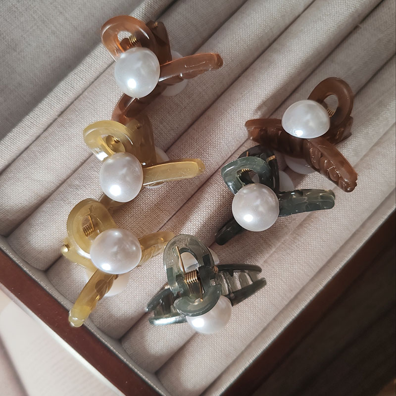 2 pinzas en forma de garra para el pelo de 4,5 cm con perlas sólidas, abrazaderas para niñas, mujeres, niños, para niños, accesorios para el cabello, diadema de cangrejo
