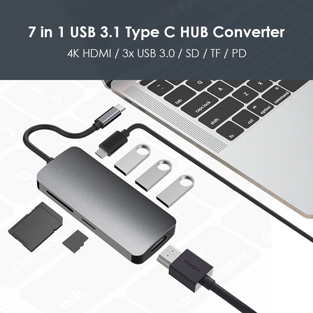 7 で 1 タイプcハブhdmi USB2.0 USB3.0 pdタイプcデータアダプタデスクトップノートパソコンのusb 3.0 高速ポートタイプc