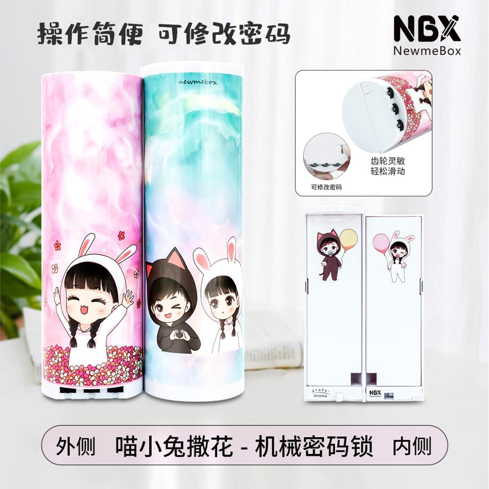 NBX cute animal pattern cylindrical stationery case made in China ins mechanical code lock pencil box Pencil cases for office: password simple 012