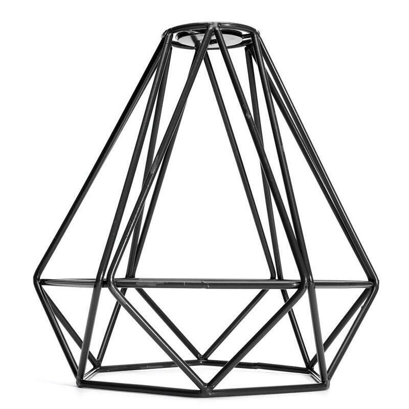 Iron Wire Cage Hanging Lamp Shade Pendant Light Chandelier Lampshade For Hotels KTV And Restaurant Industrial Decora: Black